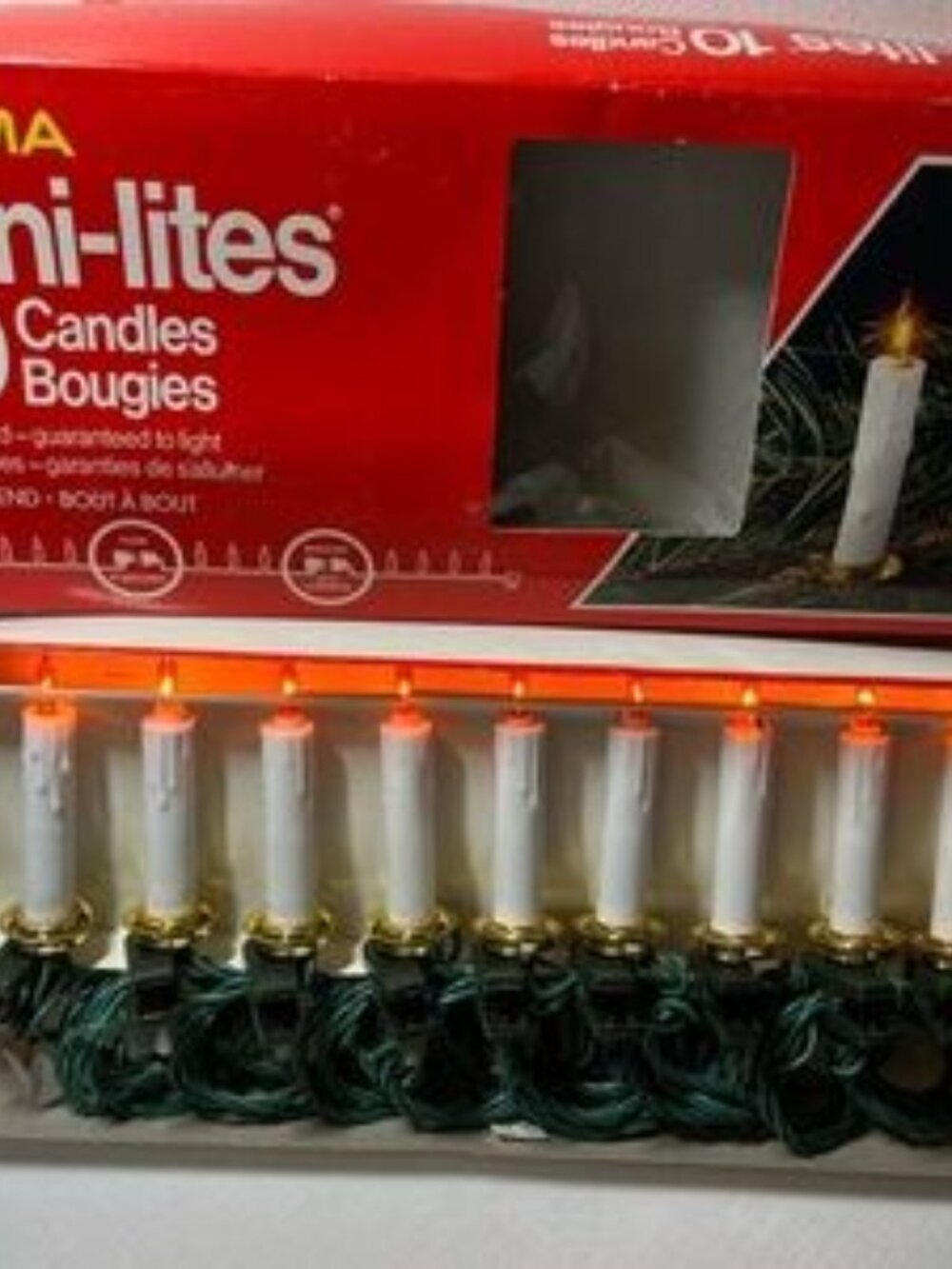 Vintage NOMA Mini-Lites 10 Candle Set. Clip onto tree branch, garland or wreath